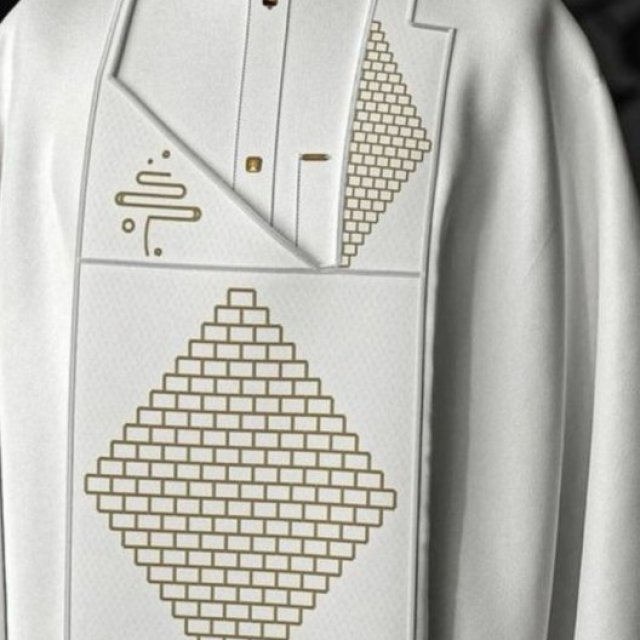 Ivory Majesty White Agbada with Embroidered Statement