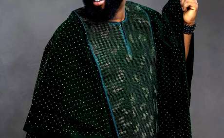 Army Green Agbada Crowned in White Swarovski Crystal stone