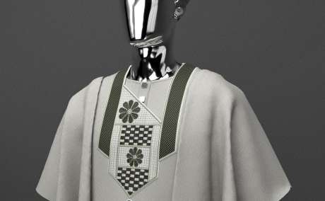 Grey: Luxe Agbada with Intricate Monogram Embroidery