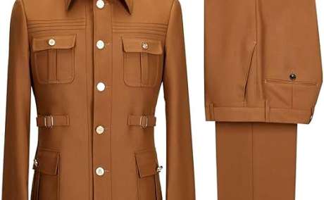 Elegant 2-Piece Brown Safari Suit for Men