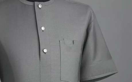 Grey Kaftan with Swarovski Crystal Button & Front Flap Detail