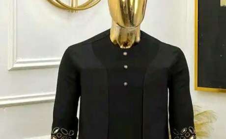 Black Senator with Perforated Sleeves & Swarovski Accents