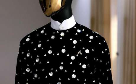 Charcoal Black: Floral Kimono Set with Swarovski-Stone Elegance