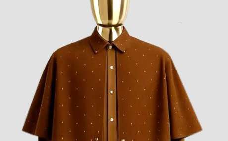 Sunfire Grace: Button-Down Burnt Orange Kaftan with Scattered Swarovski Stones