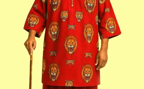 The Ancestral Flame: Red Isiagu with Oversized Trouser