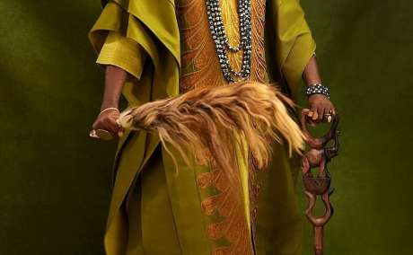 Odogwu Light: Lemon Green Agbada Laced in Golden Embroidery