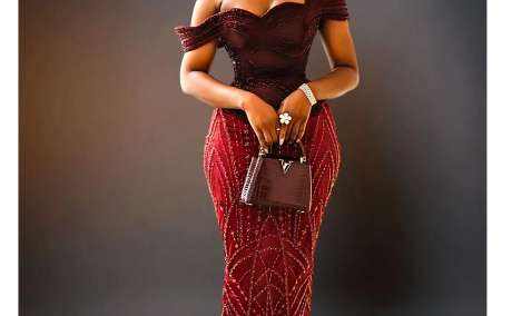 Royal in Red: Luxurious Burgundy Dress for Traditional Celebrations
