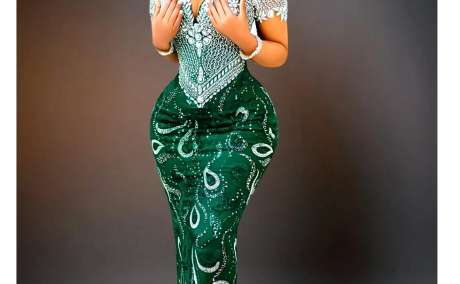 Silver Off-Shoulder Prom Dress with Luxurious Emerald Touch