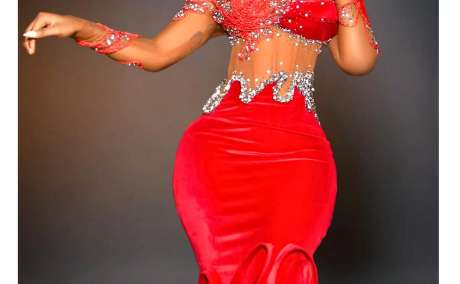Elegant Red Luxury Long Prom Mermaid Dress with Dramatic Tail