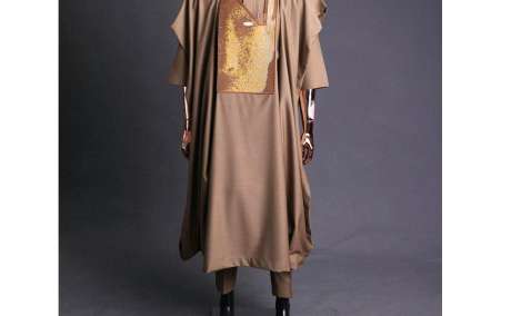 Royal Charm: Brown Agbada with Golden Embroidery