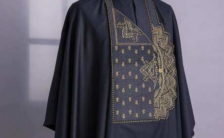The Regal Eclipse: Black Agbada with Golden Embroidery Glow