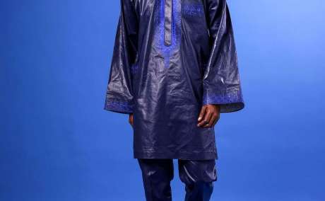 Majestic Arewa: Navy Blue Traditional Kaftan