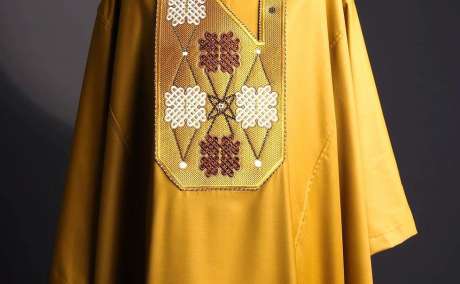 Royal Gold Flow: Agbada with Intricate Embroidery