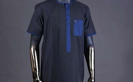 Dark Wave: Navy & Black Pencil Stripe Kaftan