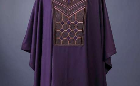 Majestic Rasin Purple: Layered Octagon Embroidered Agbada