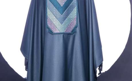 Emerald Harmony: Sacramento Green Agbada with Triangle Embroidery