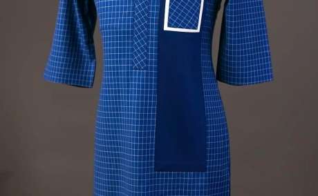 Neon Matrix: Blue Graph-Patterned Traditional Senator Attire